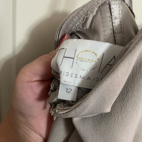 NWT Theia Couture Mineral Crepe Gown Dress Size 12 - Picture 6 of 8